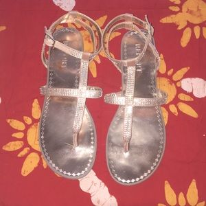 Rose Gold Strappy Sandals with Diamanté Size 8.5